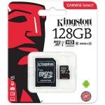 Card de memorie Kingston MicroSDXC Canvas Select, 128GB, 80R, Class 10, UHS-I + Adaptor