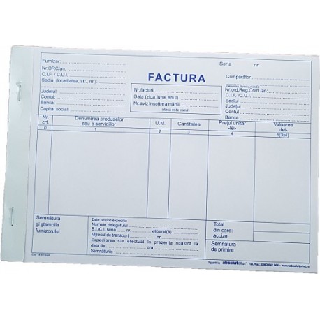 Facturier autocopiator A5 3 EX cu TVA