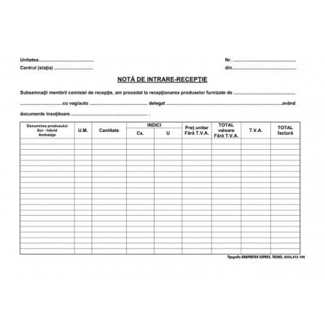 Nota intrare receptie TVA 2 EX AUTOCOPIATIV