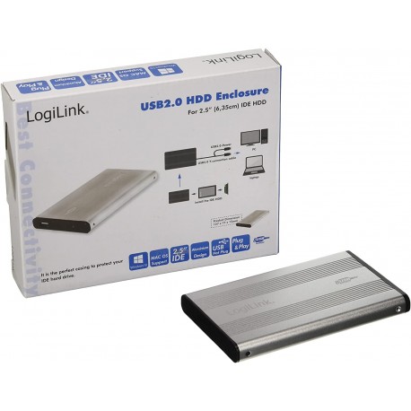RACK EXTERN 2.5" LOGILINK USB2.0/IDE, Alu, silver,