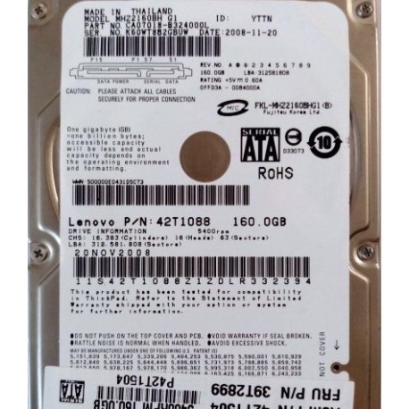 Hdd laptop SH Fujitsu 160 gb sata