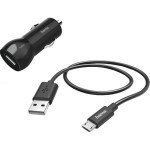 Set incarcare auto Hama: Incarcator Auto si Cablu micro USB, 2.4 A, Negru