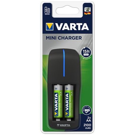 Incarcator Varta Mini Charger 57646, cu 2 acumulatori, AA, 2100 mAh