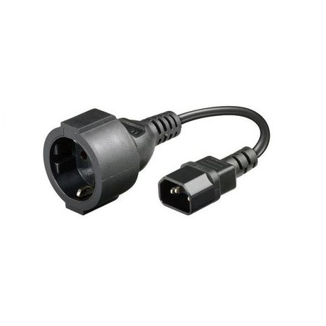 Cablu adaptor C14 tata - Schuko mama, 0.15 m, pentru UPS-uri