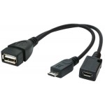 Gembird cable USB OTG AF la micro BM + micro BF, negru