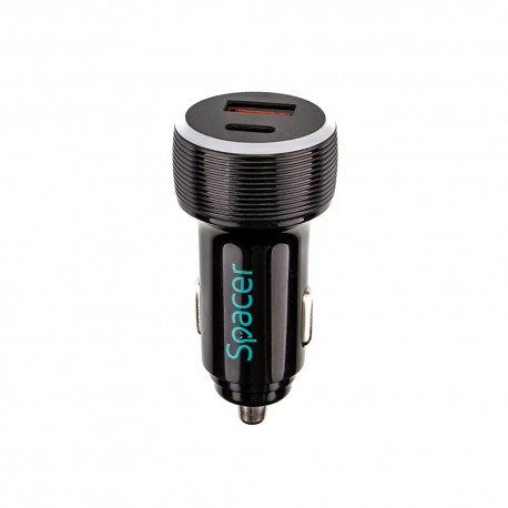 Incarcator masina Spacer, USB-A + USB-C, 17W