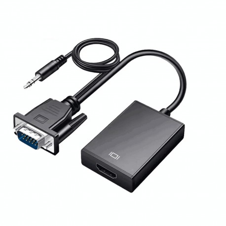 Adaptor VGA + Jack 3.5 mm catre HDMI, Negru