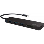 Hub USB cu reader de card SD, Logilink, Negru