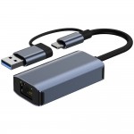 Adaptor Ethernet Myria MY8755, USB-C/USB-A, 1Gbps