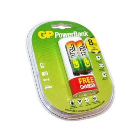 Set 2 acumulatori cu incarcator GP PowerBank